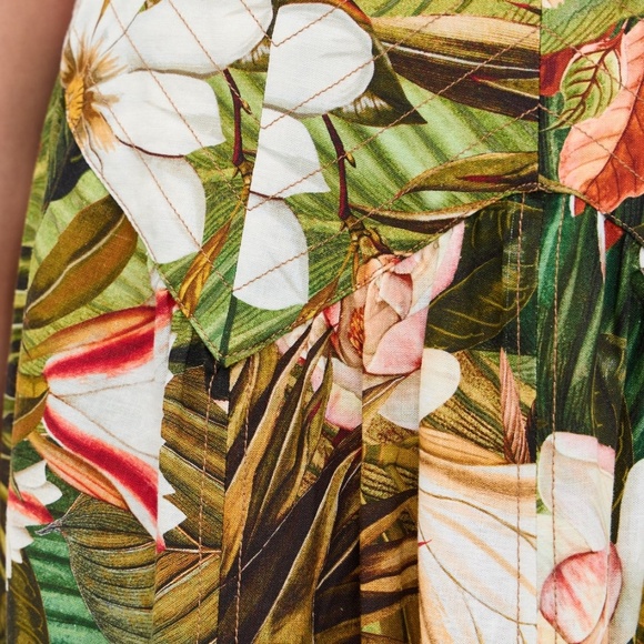 NWT - FARM Rio Botanical Forest Asymmetric Yoke Midi Skirt  Botanical Forest L - Picture 5 of 8